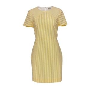 Diane Von Furstenberg Yellow and White Striped Seersucker Mini Dress